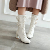 Japanese Fashion Kawaii Pink Bows Boots High heel Boots SS2217
